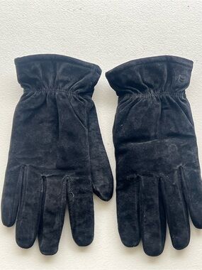 Isotoner Mens Black Suede Winter Gloves - Classic Style Size Med